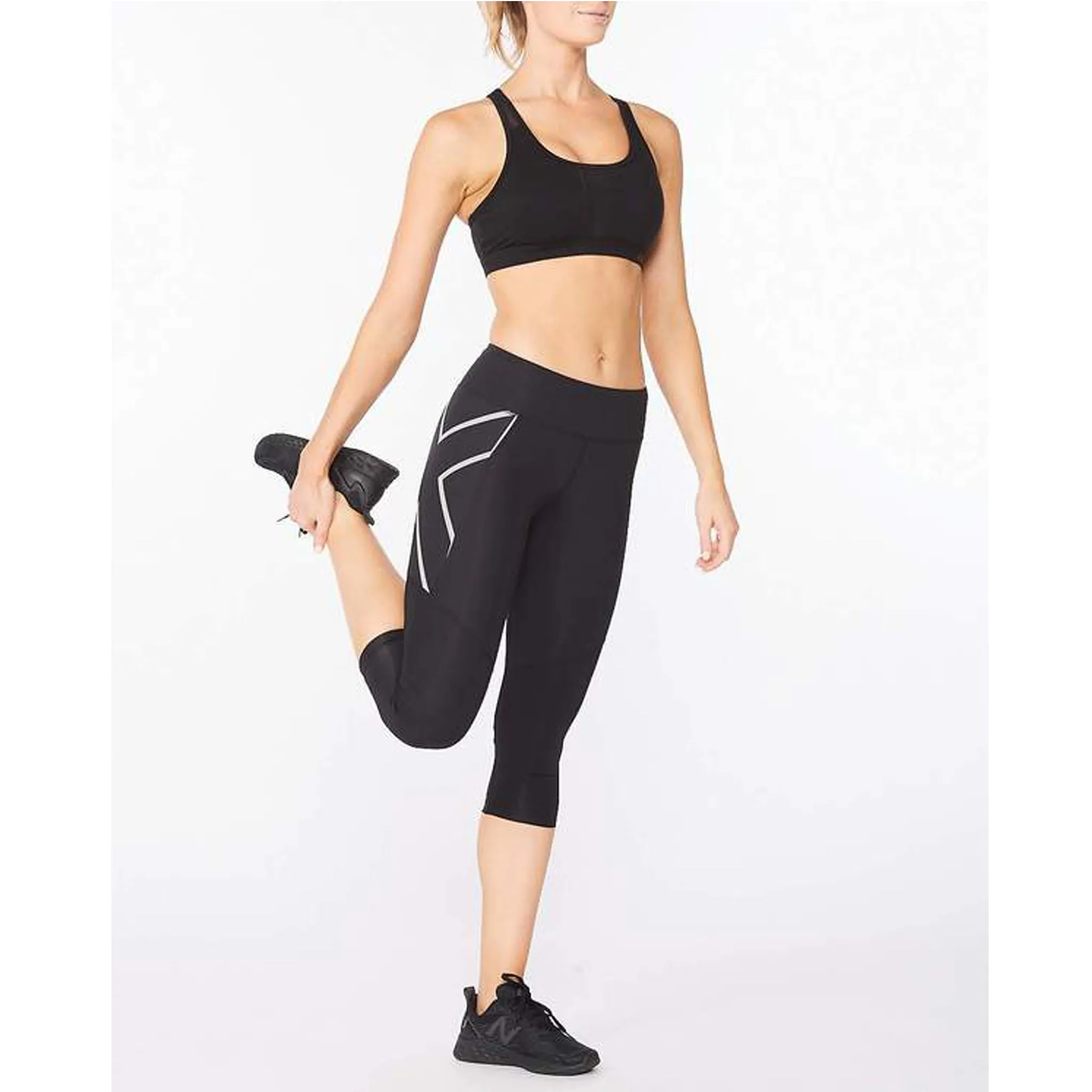 2XU Aero Vent Mid-Rise Compression 3/4 Tights Women's Black Silver Reflect