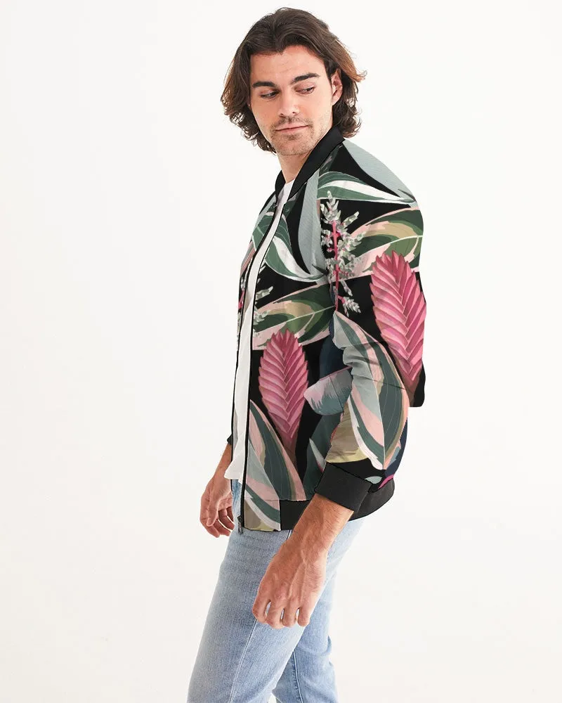 Black Botanical Bomber Jacket