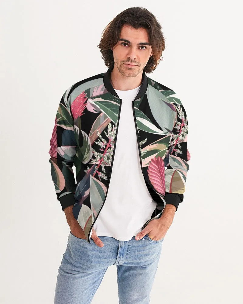 Black Botanical Bomber Jacket
