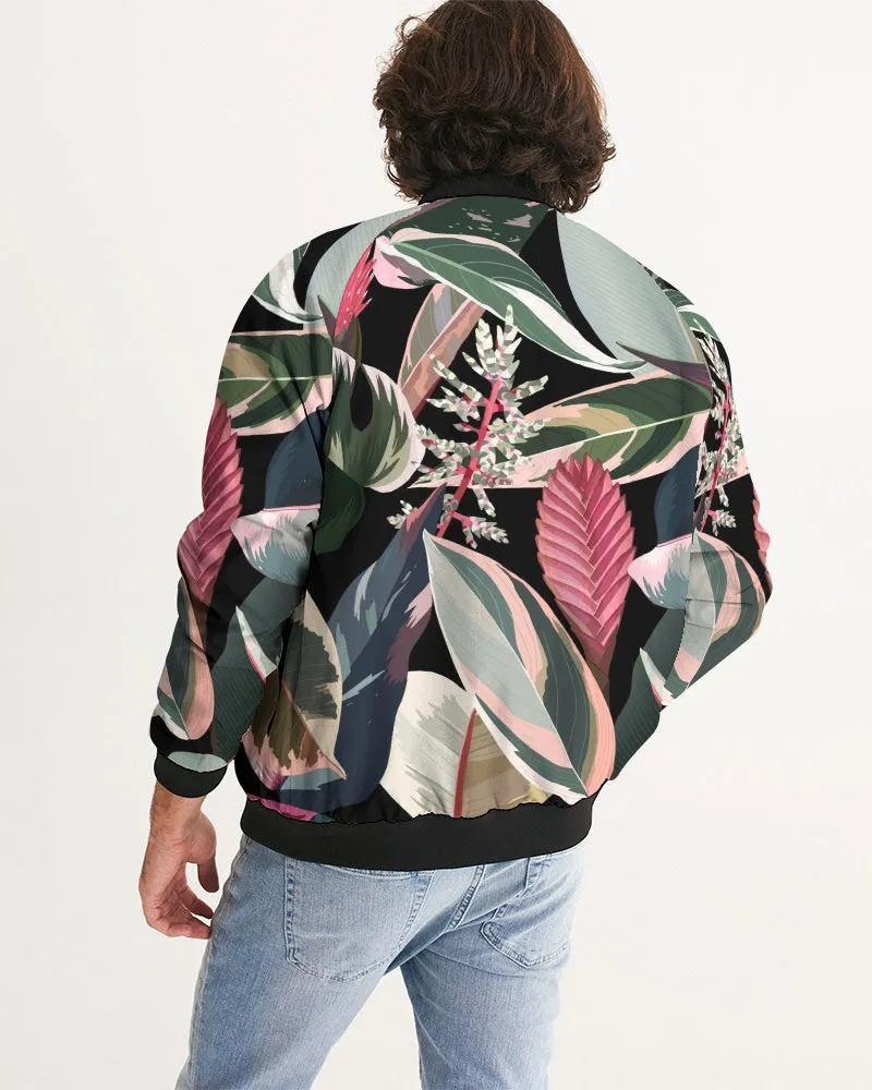 Black Botanical Bomber Jacket