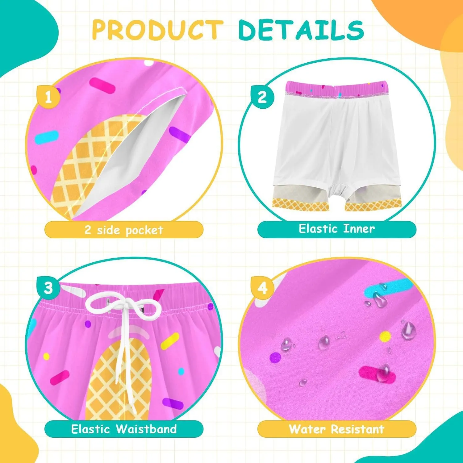 Boys Swim Trunks with Compression Liner Quick Dry Board Shorts with Boxer Brief Bathing Suit 4-14 Years