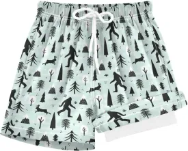 Boys Swim Trunks with Compression Liner Quick Dry Board Shorts with Boxer Brief Bathing Suit 4-14 Years