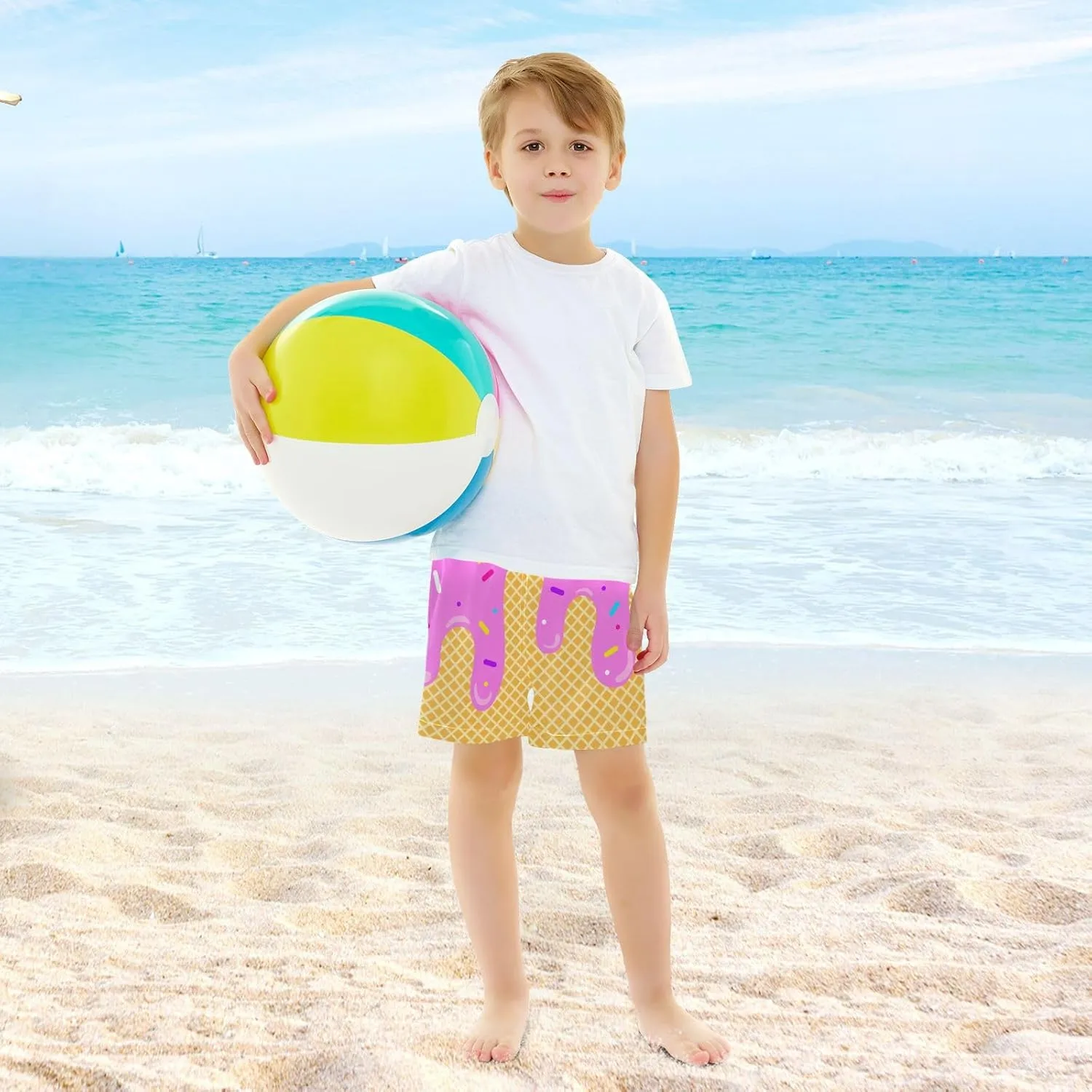 Boys Swim Trunks with Compression Liner Quick Dry Board Shorts with Boxer Brief Bathing Suit 4-14 Years