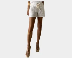 C1. White Linen Stretch Drawstring Waist Shorts- The Cap d’ Antibes