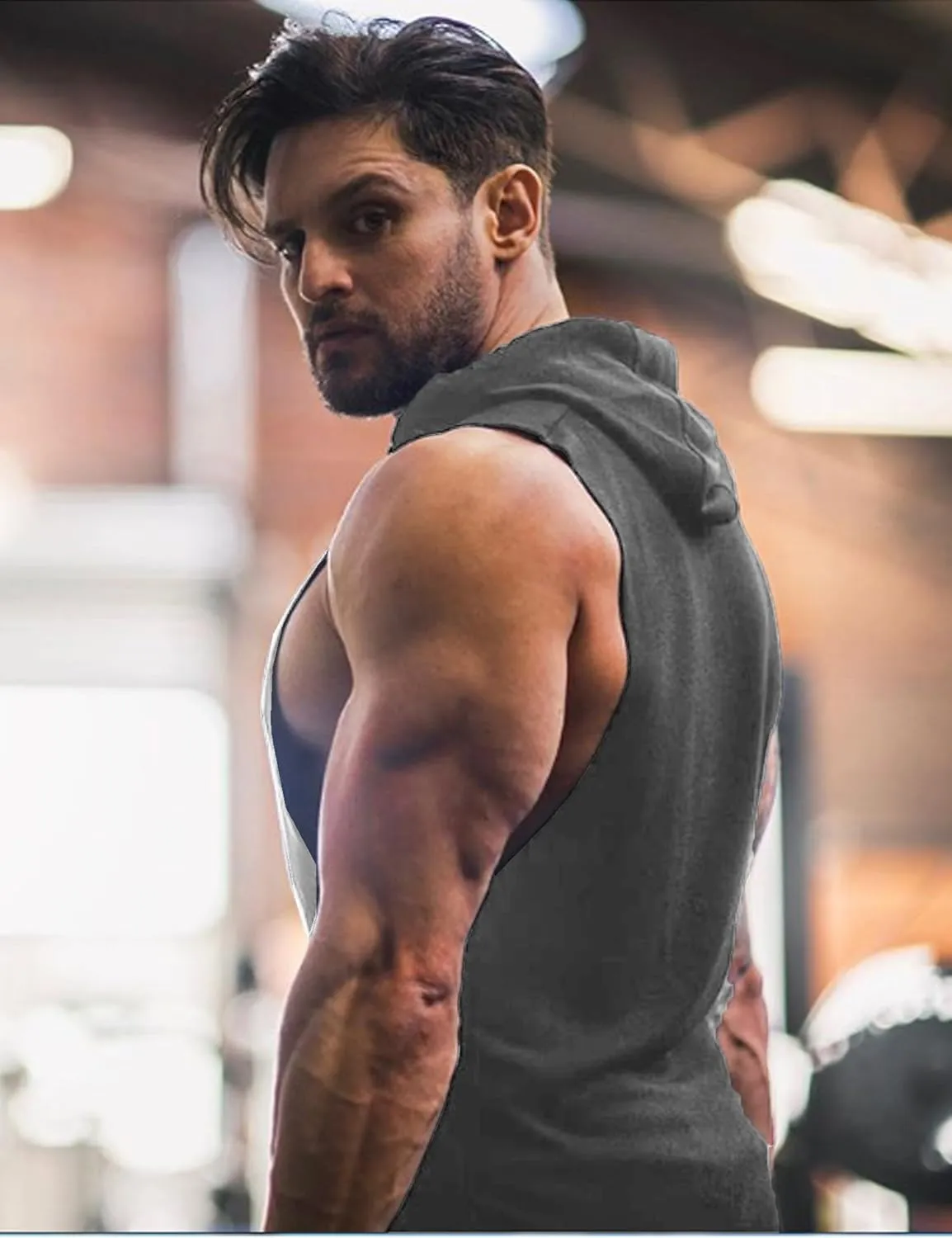 COOFANDY Men's Workout Hooded Tank Tops Bodybuilding Muscle Cut Off T Shirt Sleeveless Gym Hoodies