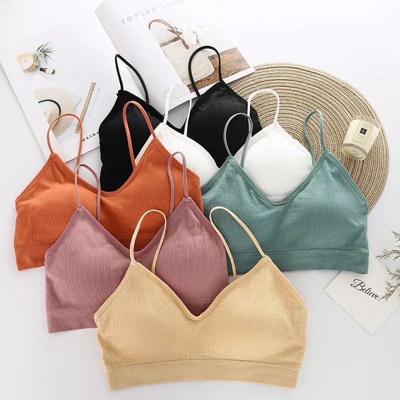 Cotton Sports Bras Top Women Push Up Solid Sports Bra
