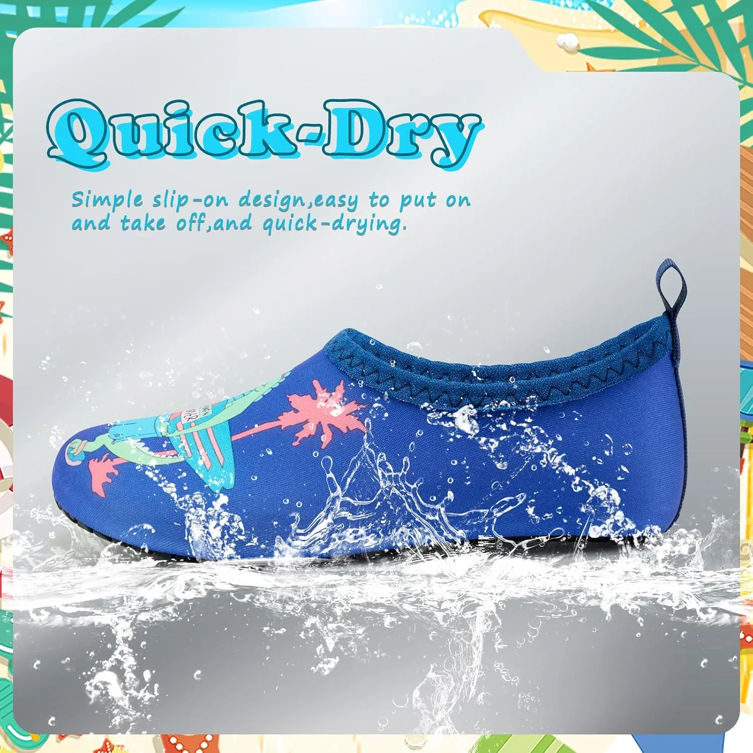 Deevike Kids Water Shoes Boys Grils Barefoot Quick Dry Aqua Socks Beach Shoes for Toddler Sports Swim Surf Outdoor Walking