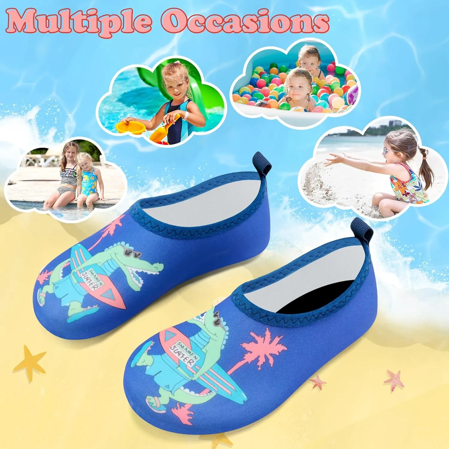 Deevike Kids Water Shoes Boys Grils Barefoot Quick Dry Aqua Socks Beach Shoes for Toddler Sports Swim Surf Outdoor Walking