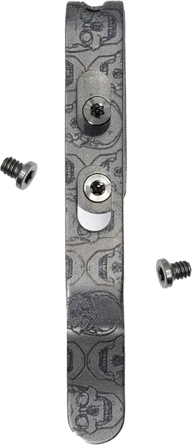 Donk! Titanium Pocket Clip. Made for Leatherman Free (P2, P4, T2 & T4) Curl & Bond. TC4 Titanium. Matte Finish. 2 Screws. 5 Custom Designs. Extra Carry Options - 'Numb Skulls