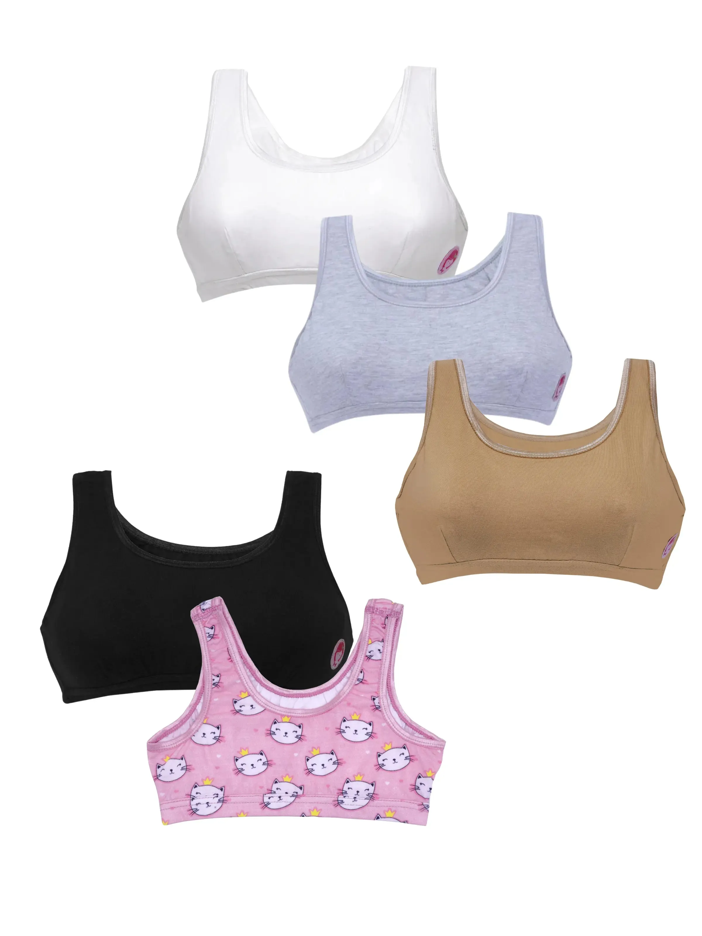 Double-Layer Broad Strap Cotton Sports Bra | Non-Padded Beginner Bra | Printed & Solid Bra