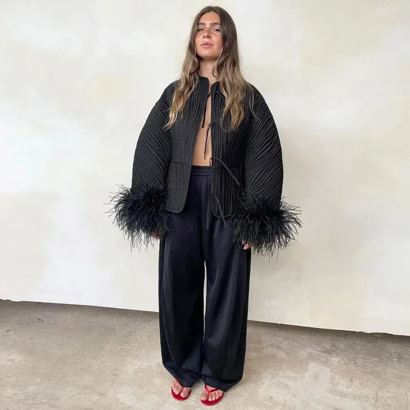 Feather Whisper Lace-Up Jacket