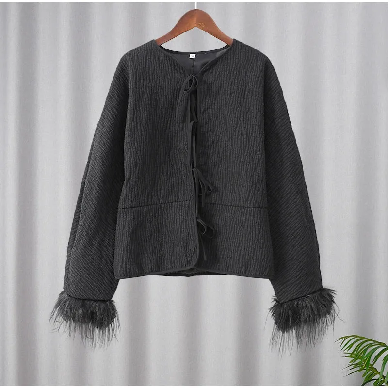 Feather Whisper Lace-Up Jacket