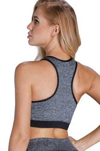 Heather Gray Black Trim Racerback Sport Bra