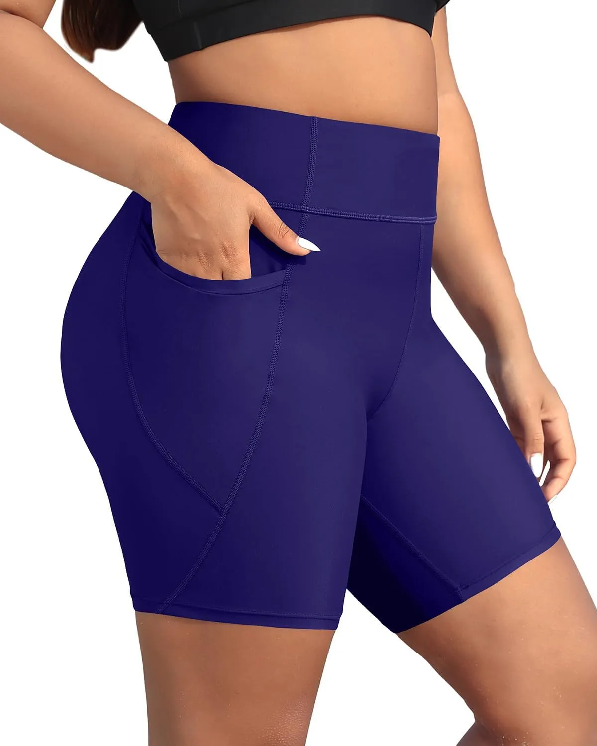 Holipick Women Plus Size Swim Shorts High Waisted Swim Bottoms with Pockets Tummy Control Boy Shorts