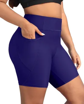 Holipick Women Plus Size Swim Shorts High Waisted Swim Bottoms with Pockets Tummy Control Boy Shorts