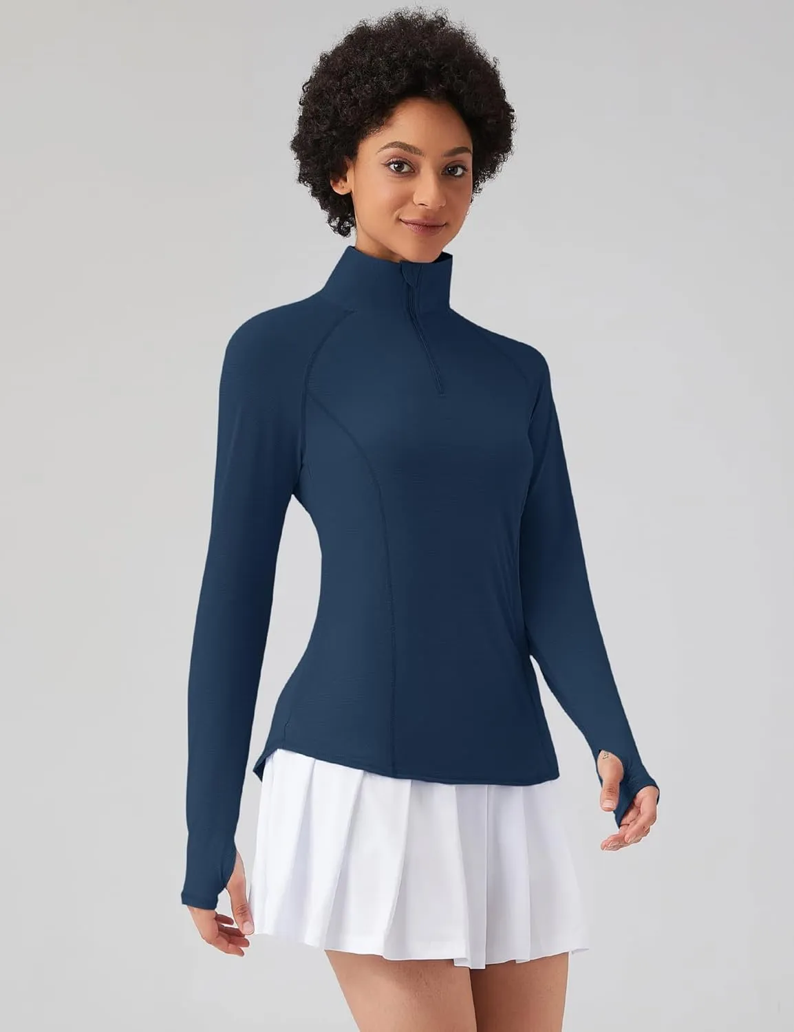 LOMON Women Long Sleeve Shirts Sun Protection 1/4 Zip Summer Quick Dry Hiking Shirts Quarter Zip Pullover for Women