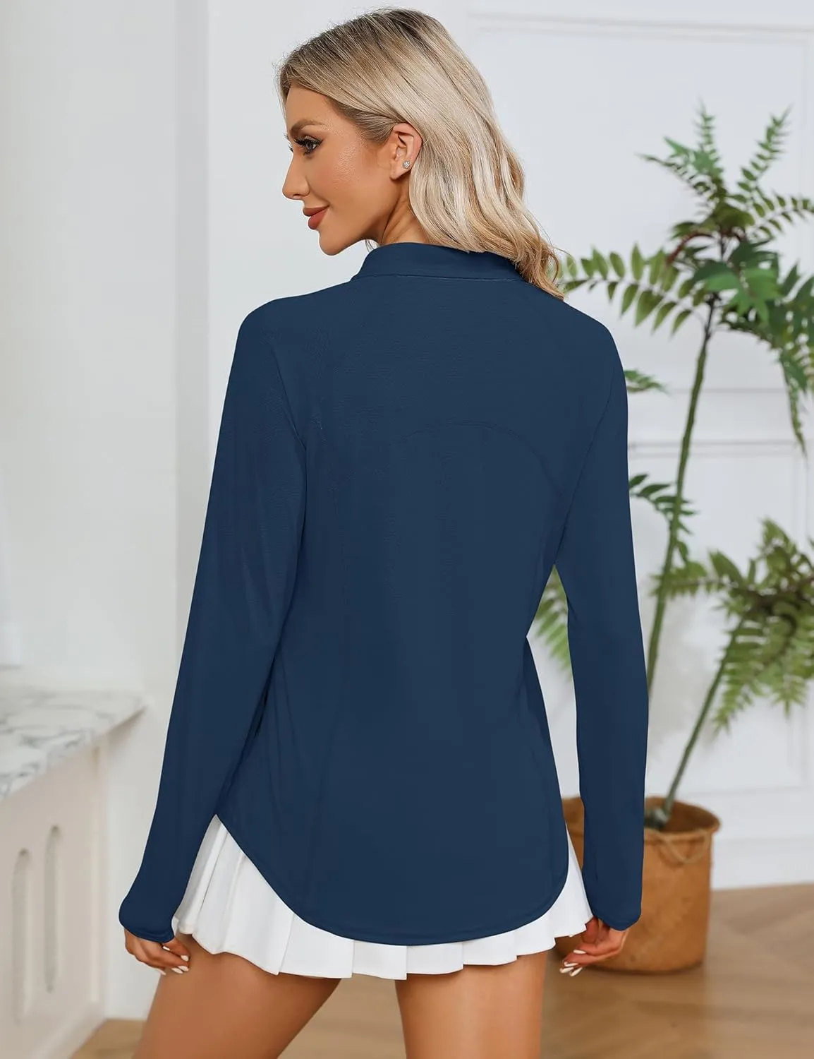 LOMON Women Long Sleeve Shirts Sun Protection 1/4 Zip Summer Quick Dry Hiking Shirts Quarter Zip Pullover for Women