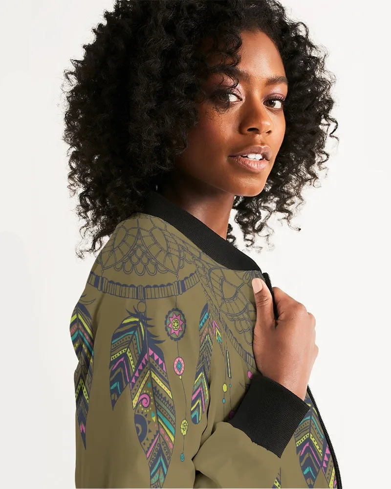 Love Olive Green Women's Bomber Jacket