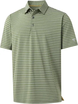 M MAELREG Boys' Polo Shirt Striped Short Sleeve Moisture Wicking Performance Stretch Active Casual Collared Kids Golf Shirt