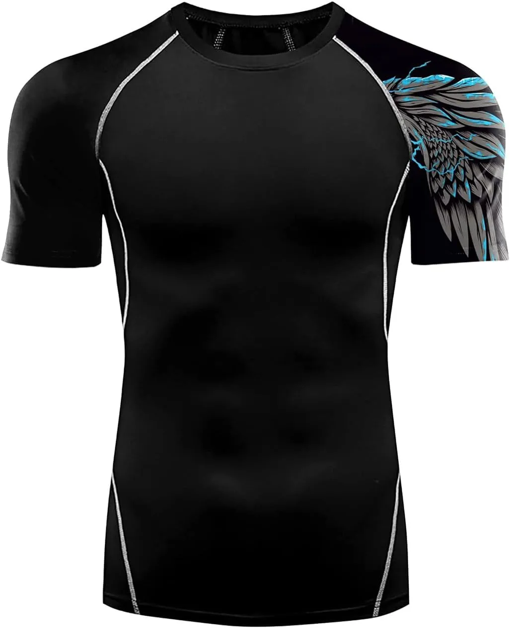 Men's Rash Guard Shirts Sun Protection UPF 50  Short Sleeve BJJ Jiu Jitsu Workout Swim Compression Shirt