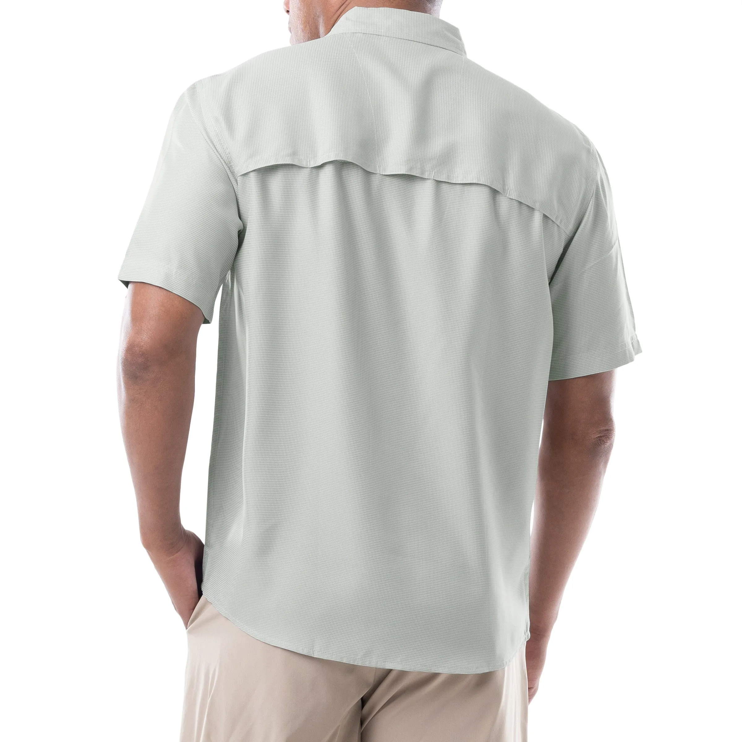 Men's Short Sleeve Texture Gingham Performance Fishing Shirt