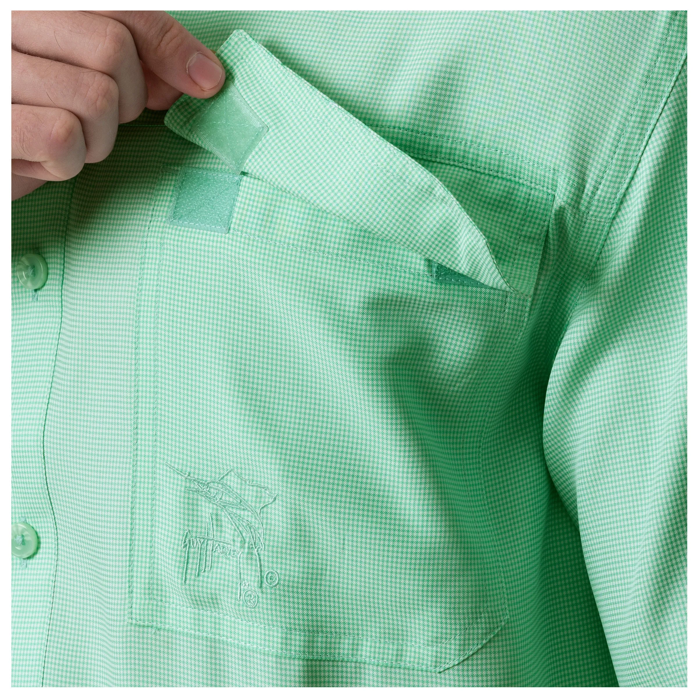 Men's Short Sleeve Texture Gingham Performance Fishing Shirt
