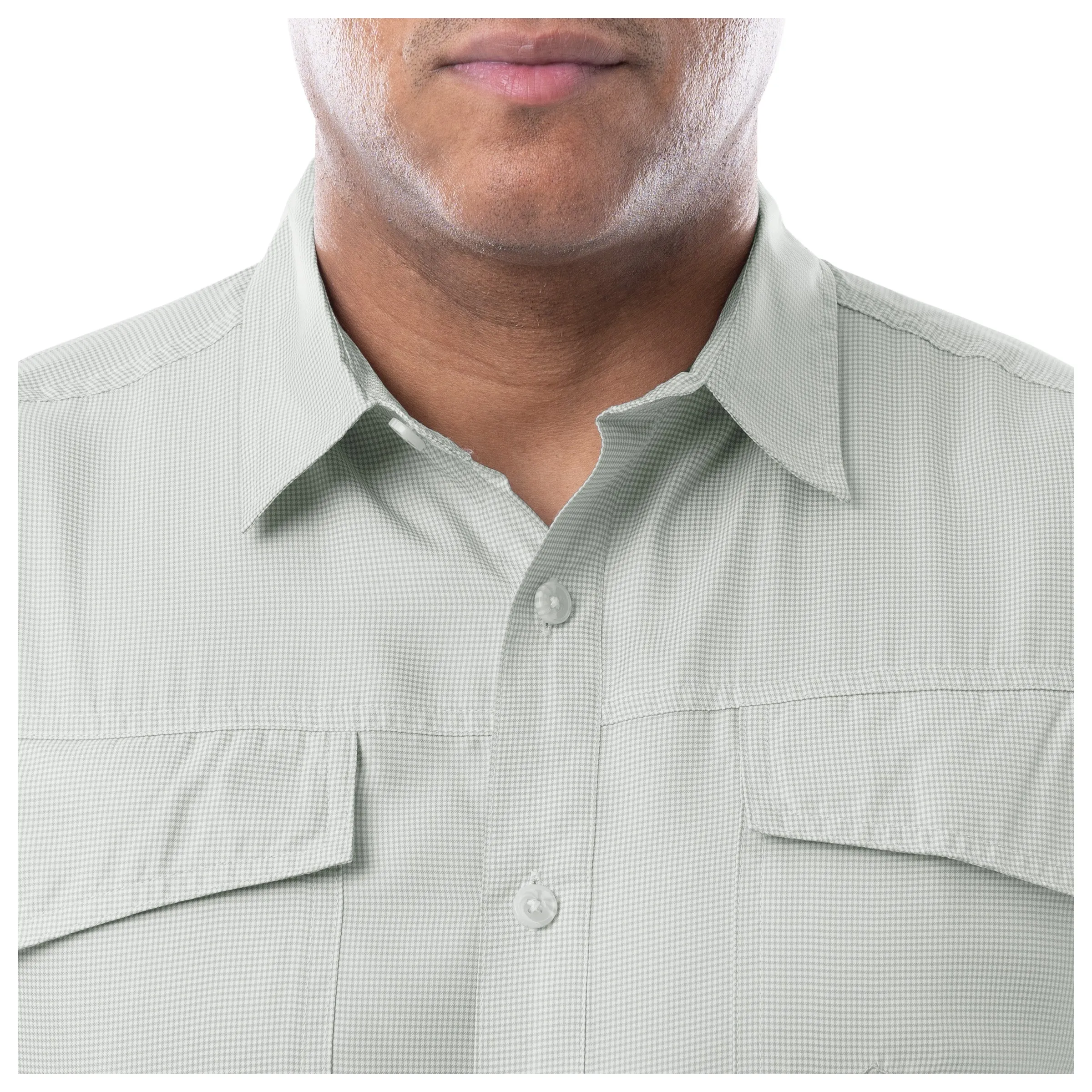 Men's Short Sleeve Texture Gingham Performance Fishing Shirt