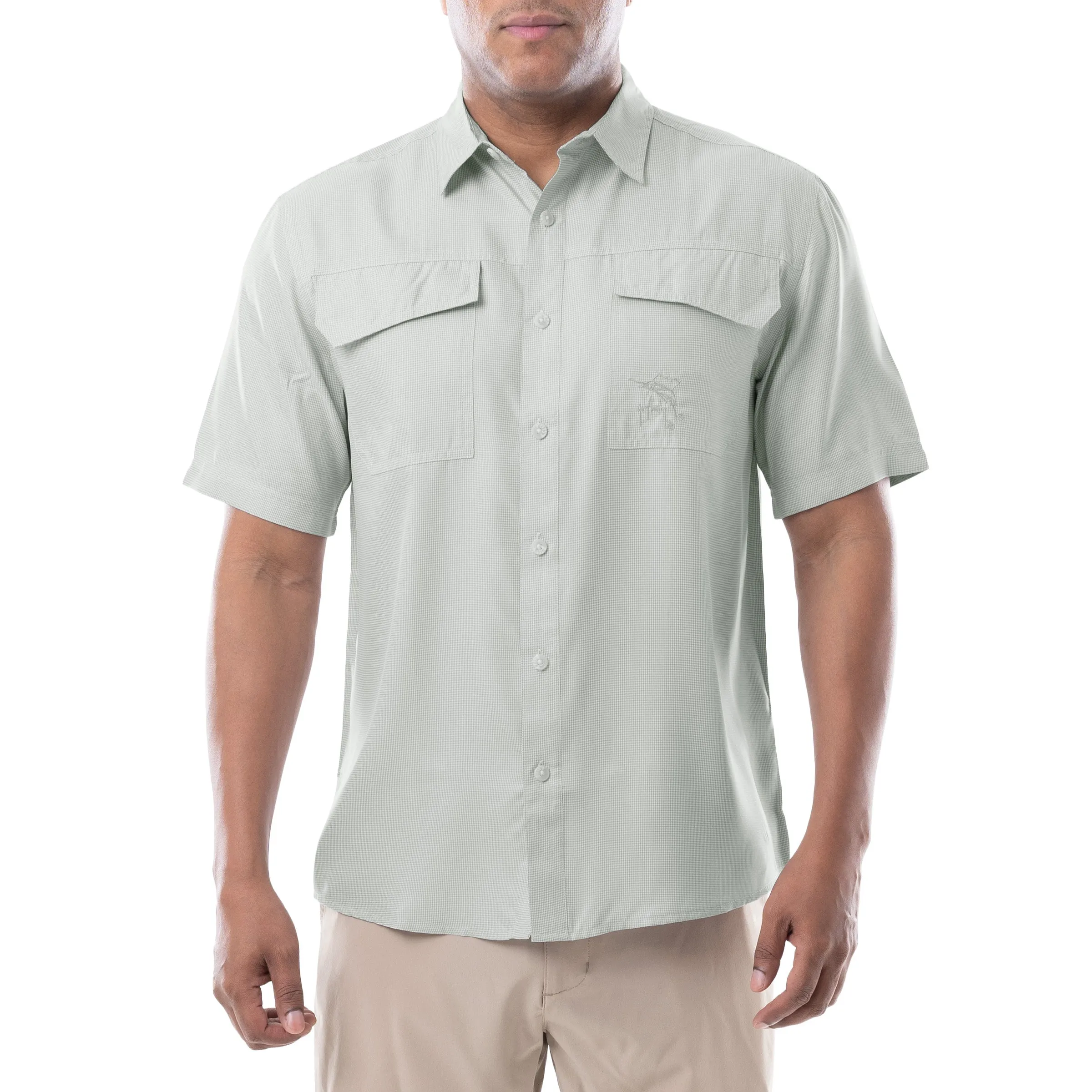 Men's Short Sleeve Texture Gingham Performance Fishing Shirt