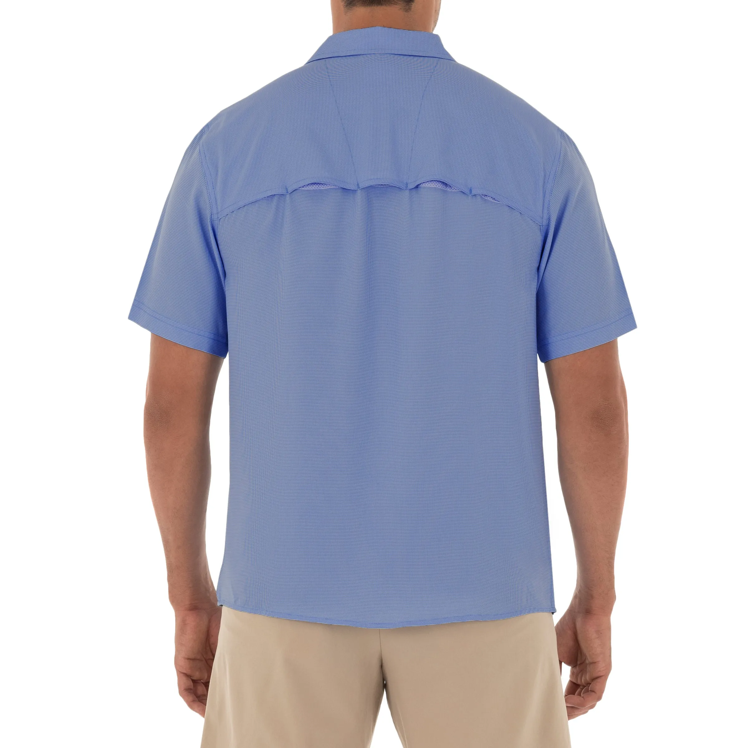 Men's Short Sleeve Texture Gingham Performance Fishing Shirt