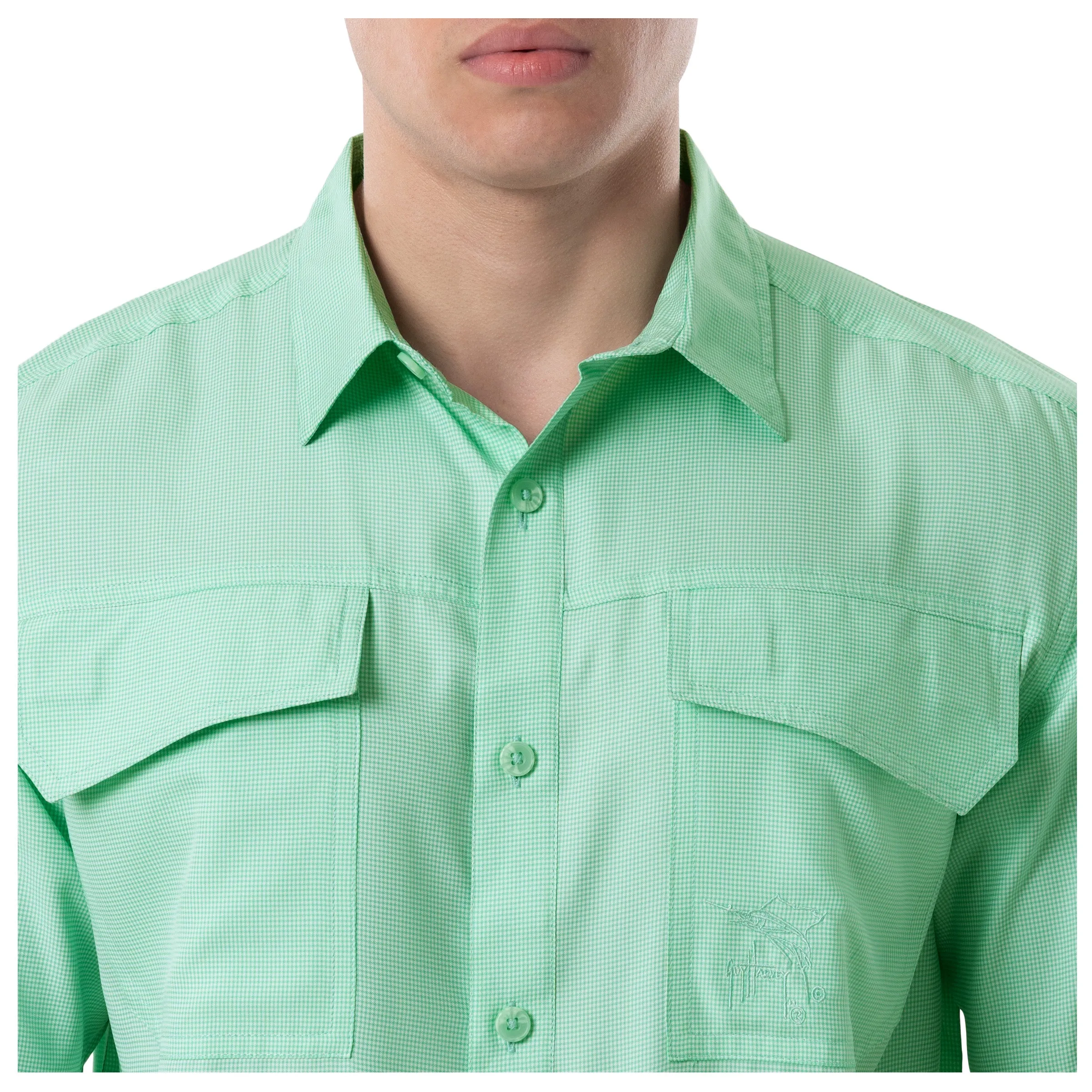 Men's Short Sleeve Texture Gingham Performance Fishing Shirt