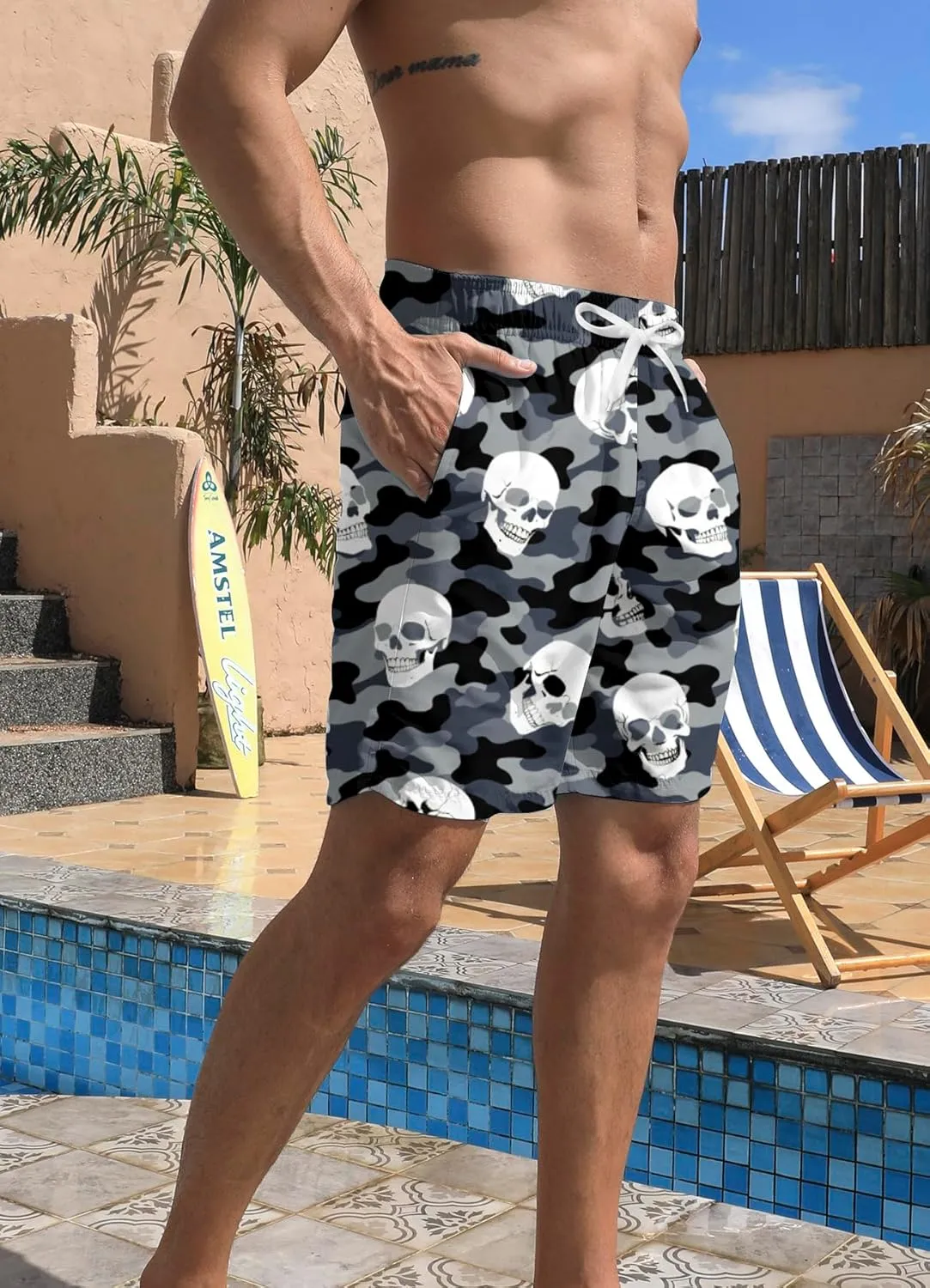 Mens Swim Trunks Quick Dry Beach Shorts Summer Boardshorts with Mesh Lining