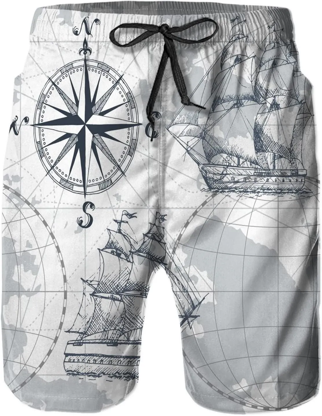 Mens Swim Trunks, Quick Dry Summer Board Beach Shorts with Mesh Lining and Pockets