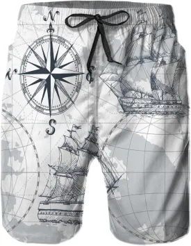 Mens Swim Trunks, Quick Dry Summer Board Beach Shorts with Mesh Lining and Pockets