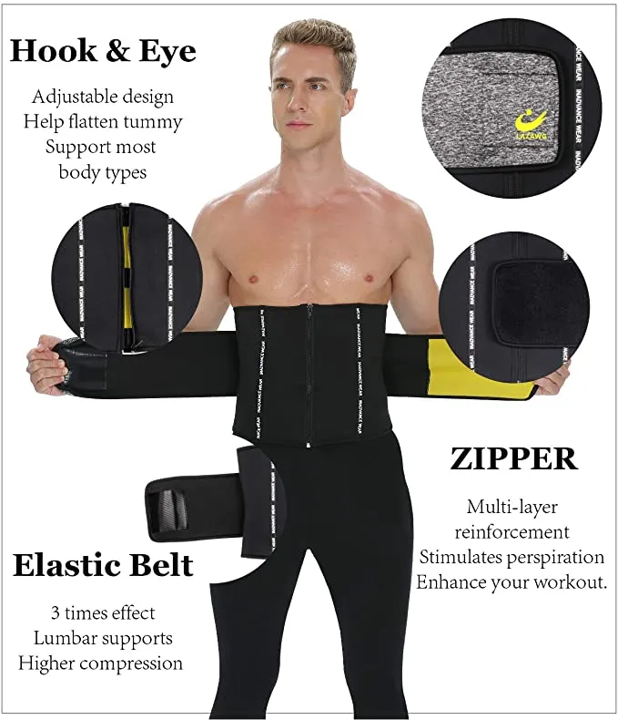 New LAZAWG Waist Trimmer Sweat Sauna Belt Waist Trainer for Weight Loss Adjustable Double Straps, Sz 3X Womens or 2X Mens!