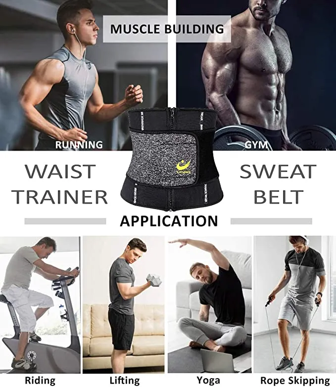 New LAZAWG Waist Trimmer Sweat Sauna Belt Waist Trainer for Weight Loss Adjustable Double Straps, Sz 3X Womens or 2X Mens!