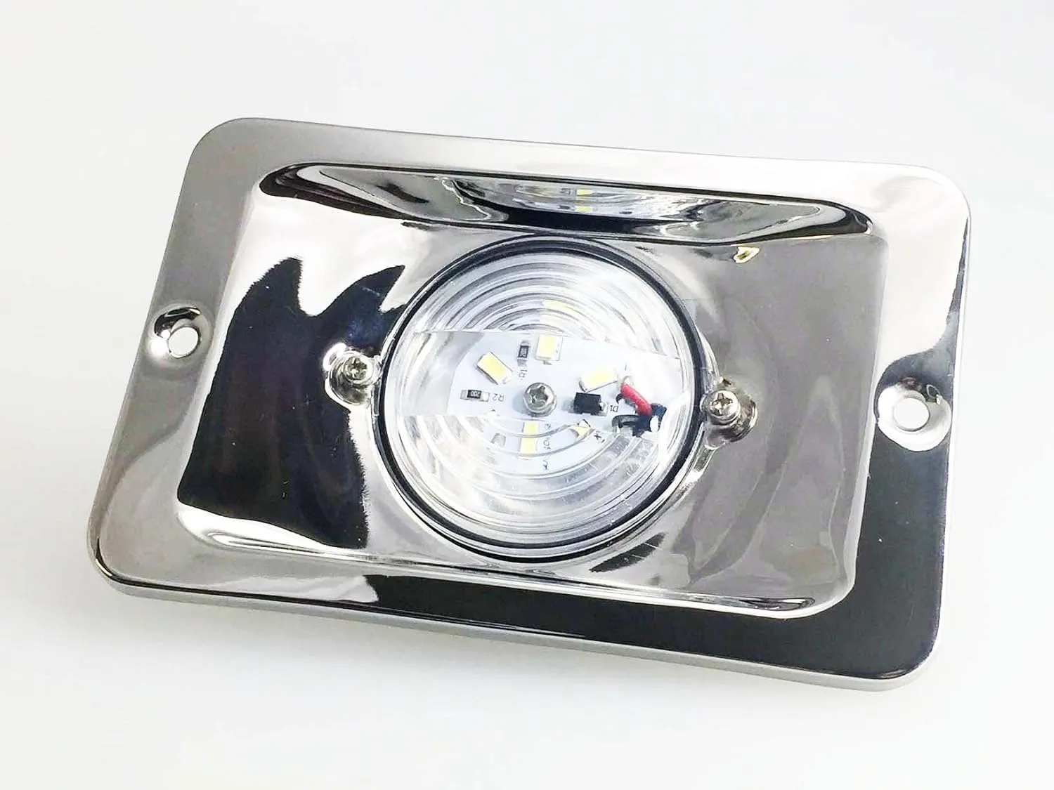 Pactrade Marine Boat 5 Inches LED Transom Interior Stern Light Anchor Light Rectangular SS 304 Splashproof Flush Mount for Fishing Boat Pontoon Kayak