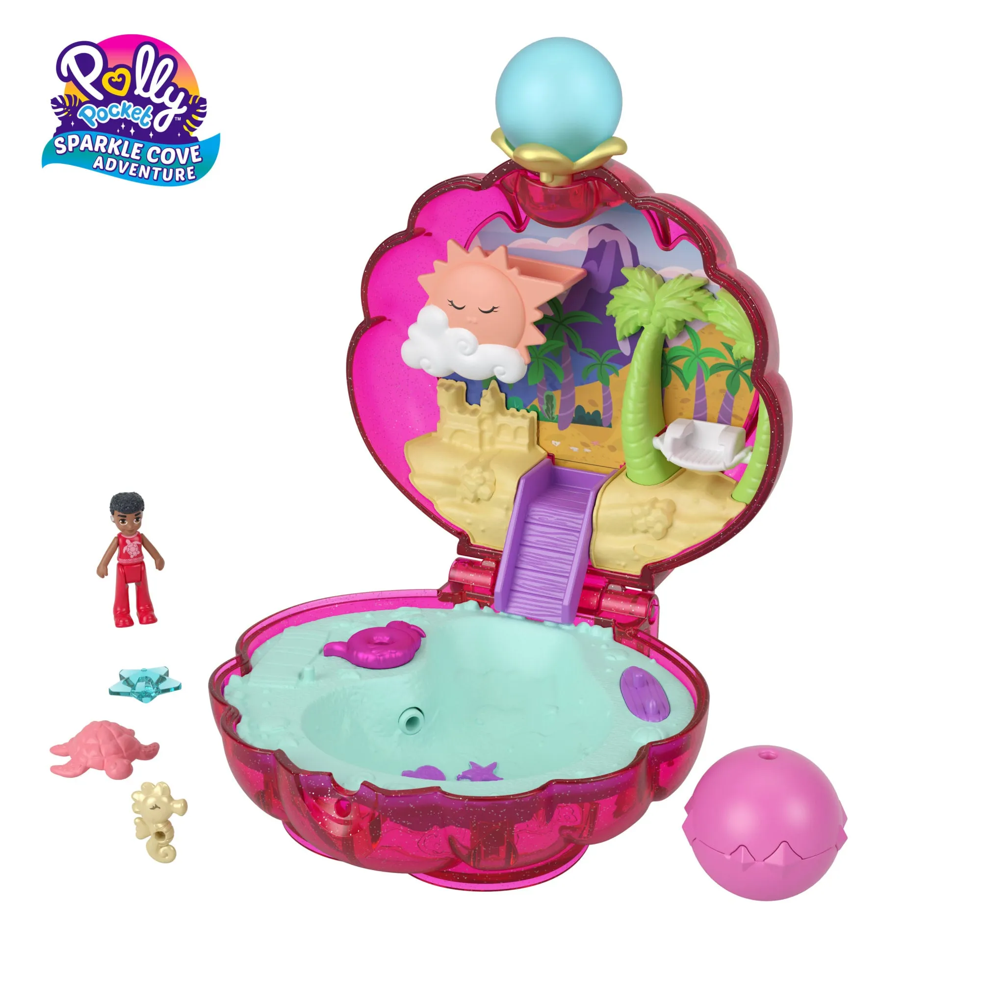 Polly Pocket Sparkle Cove Adventure Beach Compact Playset With Micro Doll, Accessories & Surprise