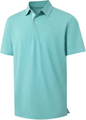 Rouen Mens Golf Shirts Short Sleeve Quick Dry Breathable Active Heather Jacquard Regular Fit Casual Polo Shirts for Men
