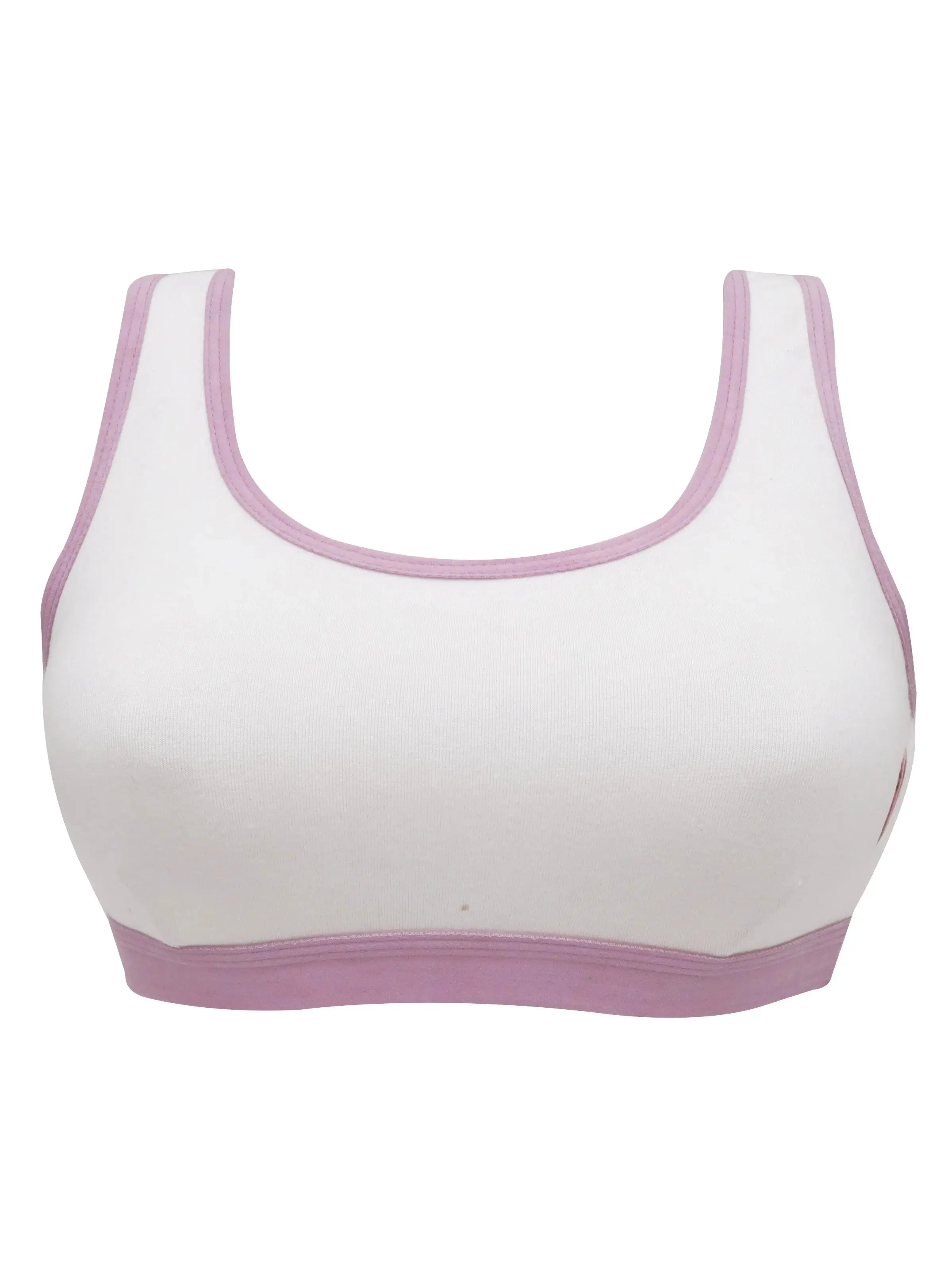 Single-Layer Broad Strap Cotton Sports Bra | Non-Padded Beginner Bra | Solid