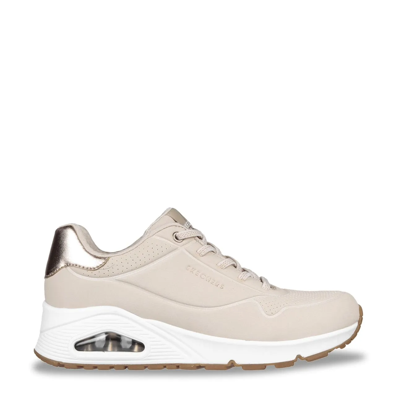 Skechers Women's Uno Shimmer Away Sneakers- Natural