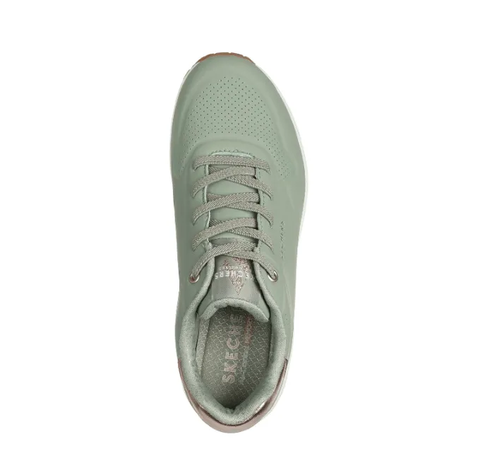 Skechers Women's Uno Shimmer Away Sneakers- Sage