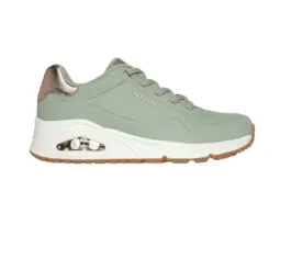 Skechers Women's Uno Shimmer Away Sneakers- Sage