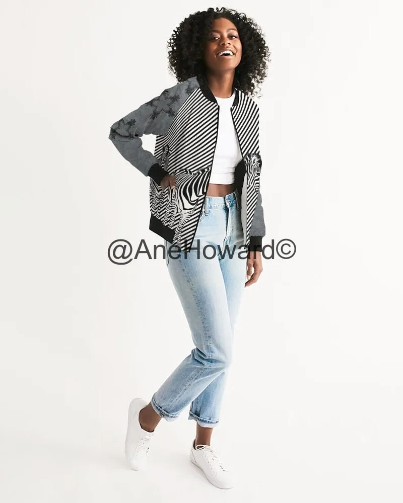 Women's Light Bomber Sport Jacket Zebra